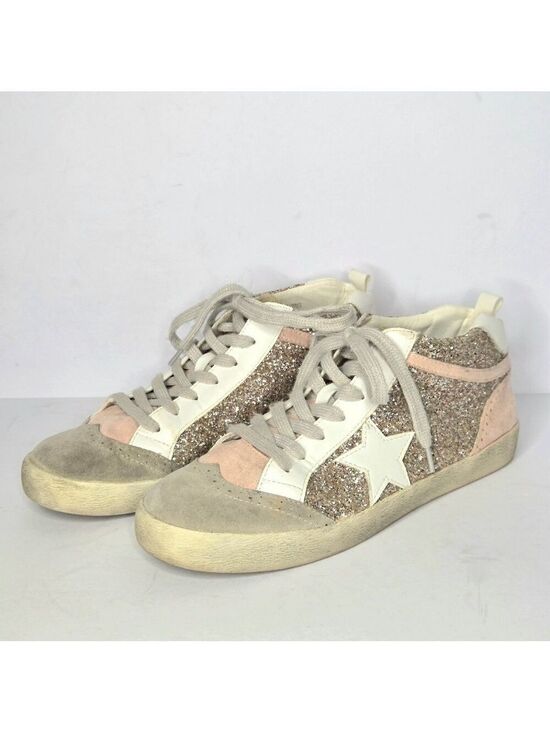 Mi.iM Shoes - Mi.iM Glitter Star Pink White Mid-Rise Distressed Sneakers Women's Size 8.5